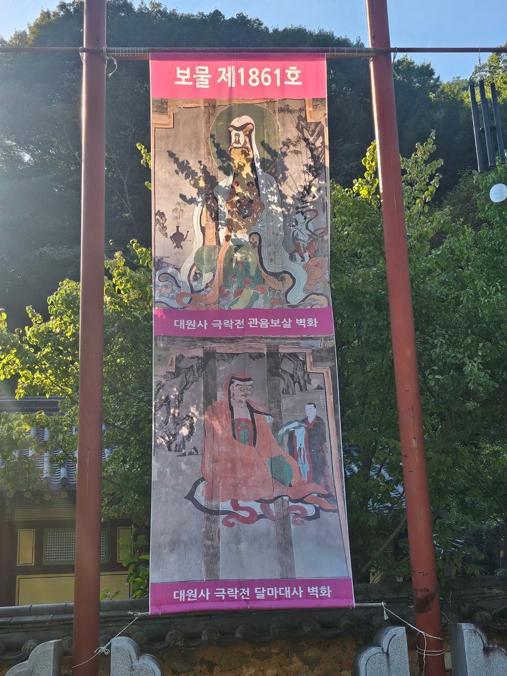 보물 제1861호 대원사 극락전 관음보살·달마대사 벽화 현수막